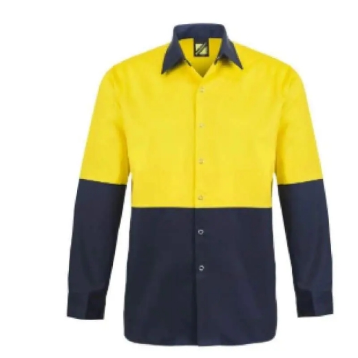 Picture of WorkCraft, Shirt, Long Sleeve, Food Industry, Hi Vis, Two Tone, Cotton Drill, Press Studs, No Pockets